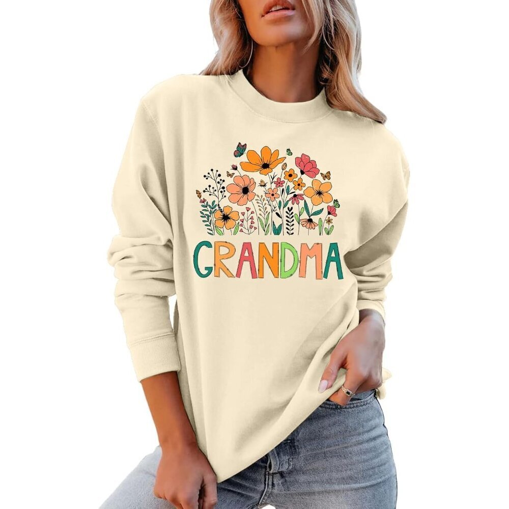 Women's Floral Grandma Sweatshirt Casual Fall Pullover Gift for Loved Ones - Picture 4 of 6